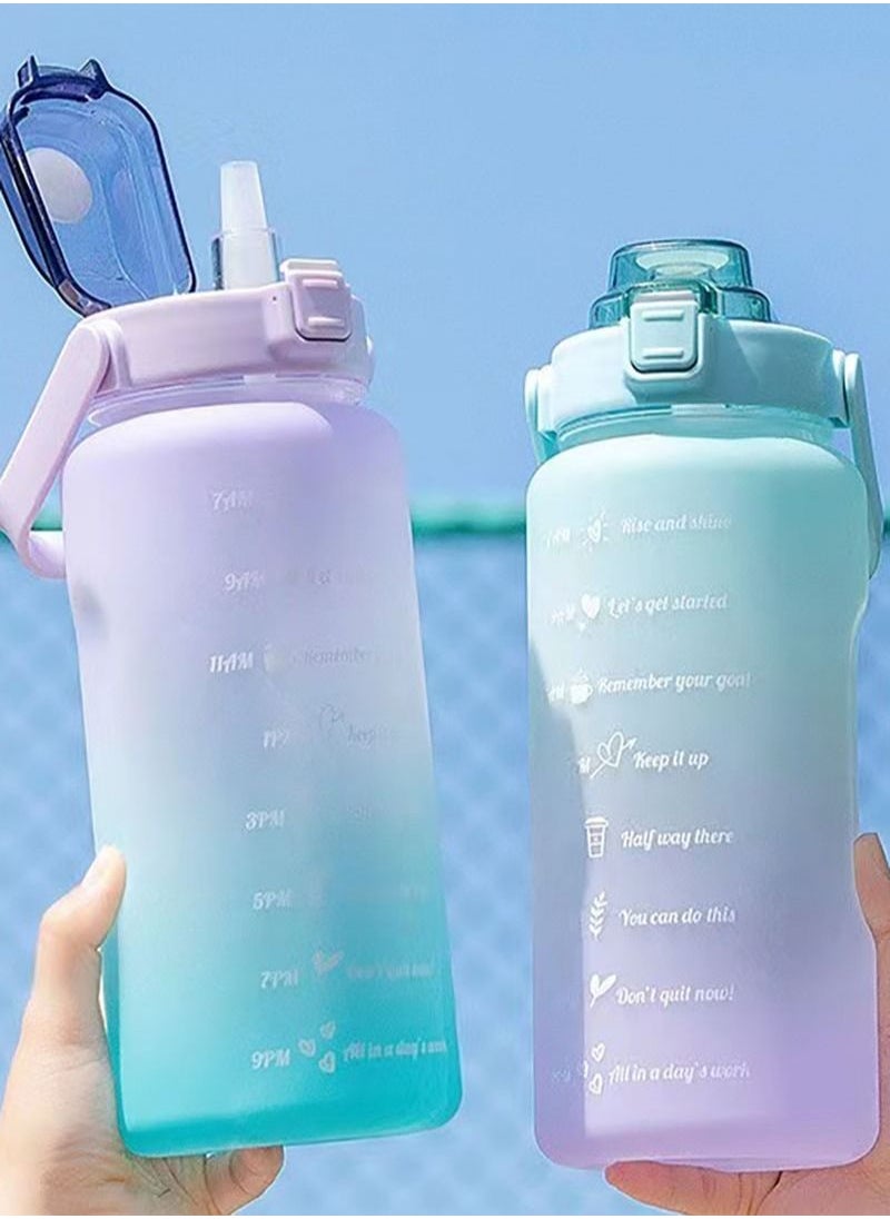 GOLDEN MILLION - 2 Litre Water Bottle for Kids Motivational  2L Water Bottles With Straw Leak Proof With Time Marker For Sport School Gym Office - Image 1
