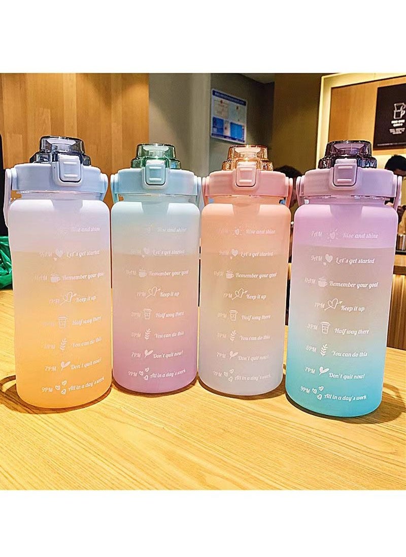 GOLDEN MILLION - 2 Litre Water Bottle for Kids Motivational  2L Water Bottles With Straw Leak Proof With Time Marker For Sport School Gym Office - Image 1