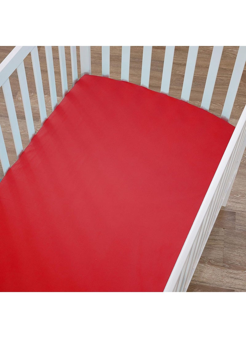 Edenwald - Edenwald 100 Waterproof Soft Baby Crib Fitted Sheets Terry Cotton Washable Soft Breathable Toddler Crib Mattress Fitted Sheet with Elastic Maroon 24x48x8 Pack of 1 Pcs Fitted Sheet - Image 1