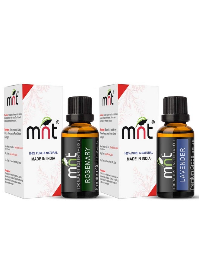 MNT Combo Of Rosemary Oil And Lavender Oil - 100% Pure Essential Oil For Skin Care, Hair Growth, Aromatherapy, Body Massage & Relaxation, 15 Ml Each - Image 2