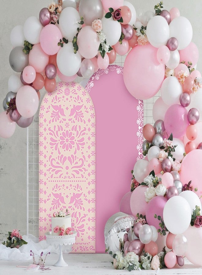 تشونفول غطاء خلفية قوس مكسيكي من Chunful مكون من 3 قطع لحفلات استقبال الطفل وديكور خلفية للصور، غطاء قوس خلفي جميل ذو وجهين دائريين لتزيين حفلات الزفاف المكسيكية وأعياد الميلاد بطول 6 أقدام/5 أقدام/4 أقدام (بني-وردي) - Image 4