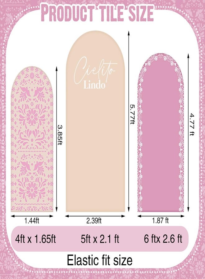 تشونفول غطاء خلفية قوس مكسيكي من Chunful مكون من 3 قطع لحفلات استقبال الطفل وديكور خلفية للصور، غطاء قوس خلفي جميل ذو وجهين دائريين لتزيين حفلات الزفاف المكسيكية وأعياد الميلاد بطول 6 أقدام/5 أقدام/4 أقدام (بني-وردي) - Image 3