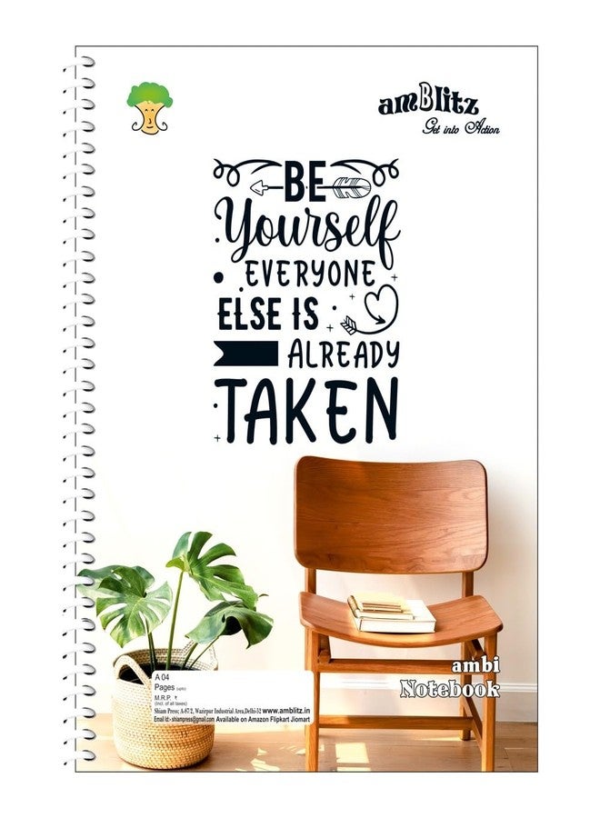 amblitz Spiral Notebook | 200 Pages | A4 Size | Single Line Ruled | Beautiful Covers with Motivational Quotes | Pack of 1 Notebook | School College Student Notemaking Notebook | 70 GSM Thick Paper - Image 1