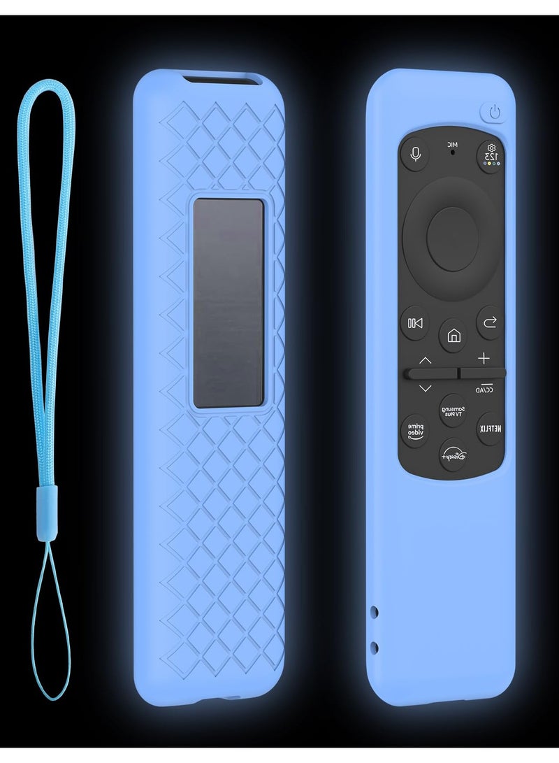 Excefore Remote Cover For New Bn59-01432j Bn59-01432a Bn59-01432 2023 Samsung Smart TV Solar Panel Remote Blue Case Sleeve Glow In Dark, Fluorescent Blue  - Image 1