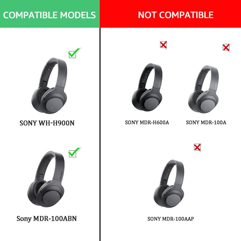 Krone Kalpasmos Replacement Earpads for Sony WH-H900N h.Ear on 2 & Sony MDR-100ABN Headphones, Sony Headphone Cushions Compatible with Sony 900N, Sony WH H900N earpads with Soft Foam Leather(Grey) - Image 2