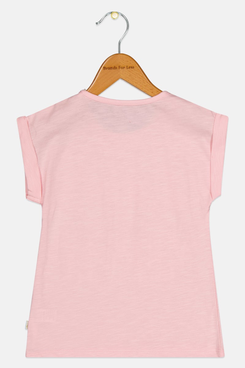 Hamleys تي شيرت قصير الأكمام بنقشة جرافيك للبنات الصغيرات، وردي - Image 2