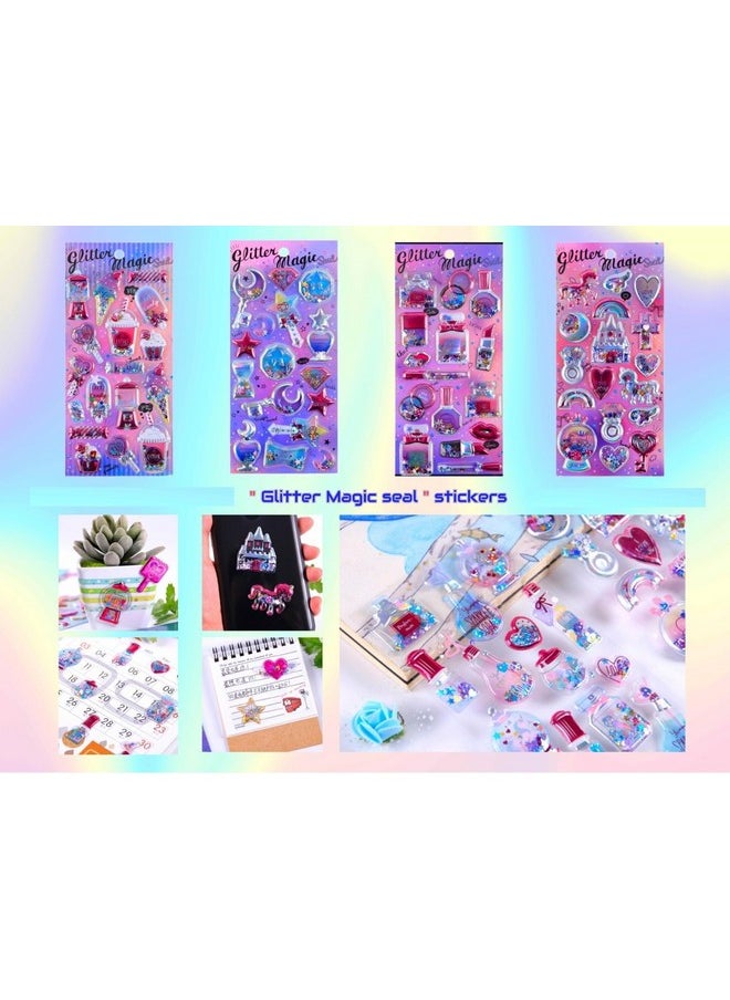 TEMSON - TEMSON Kawaii Stickers Set - Glitter Stickers for Kids, 3D Stickers for Girls, Aesthetic Sticker, Foam Stickers for Kids, Self Adhesive Stickers, Mobile Backcover Sticker for Girls(SL-YL)(Pack of 4) - Image 1