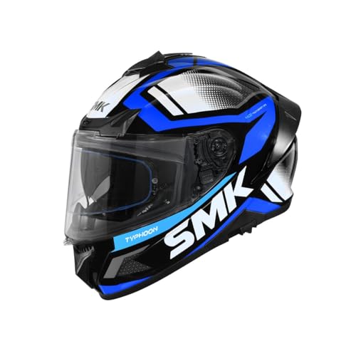 SMK Helmets SMK Typhoon Thorn ISI ECE & DOT Certified Full Face Dual Visor Helmet for Men and Women with Pinlock Fitted Clear Visor and Inner Sun Visor ( Black - GL251 - XS ) - Image 1