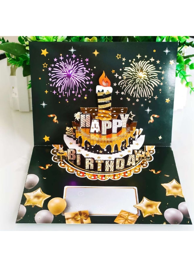 Generic New gold-embossed birthday cake 3D music stereoscopic greeting card  - Image 5