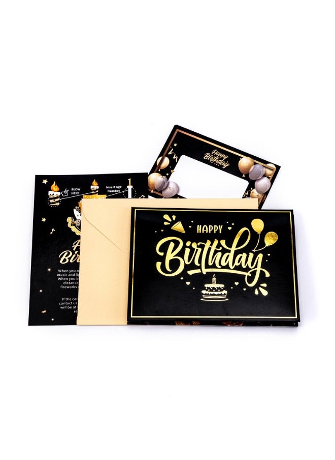 Generic New gold-embossed birthday cake 3D music stereoscopic greeting card  - Image 3