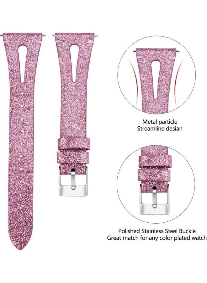 NIBEMINENT Cowhide Pointed Tail Open Leather Strap For Fitbit Versa 2 Shining Rose - Image 3