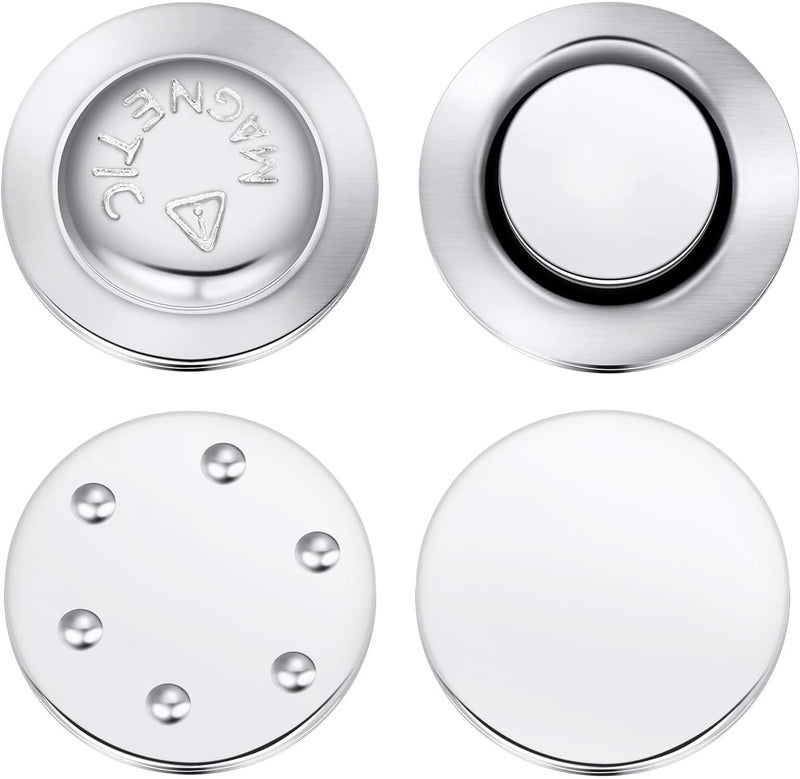 كاست ويف حاملات شارات الأسماء المغناطيسية - 50 قطعة من شارات الأسماء المغناطيسية المستديرة - حاملات بطاقات الأسماء اللاصقة - حاملات بطاقات الهوية المغناطيسية ذات الجوانب اللاصقة (فضية) - Image 2