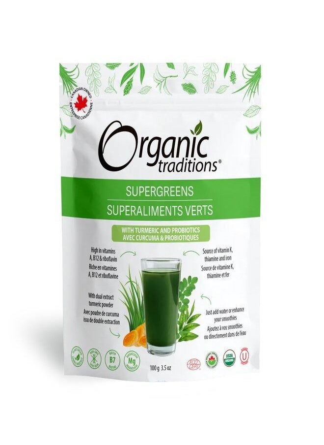 Organic Traditions - Probiotic Super Greens W/Turmeric 100g - Image 1