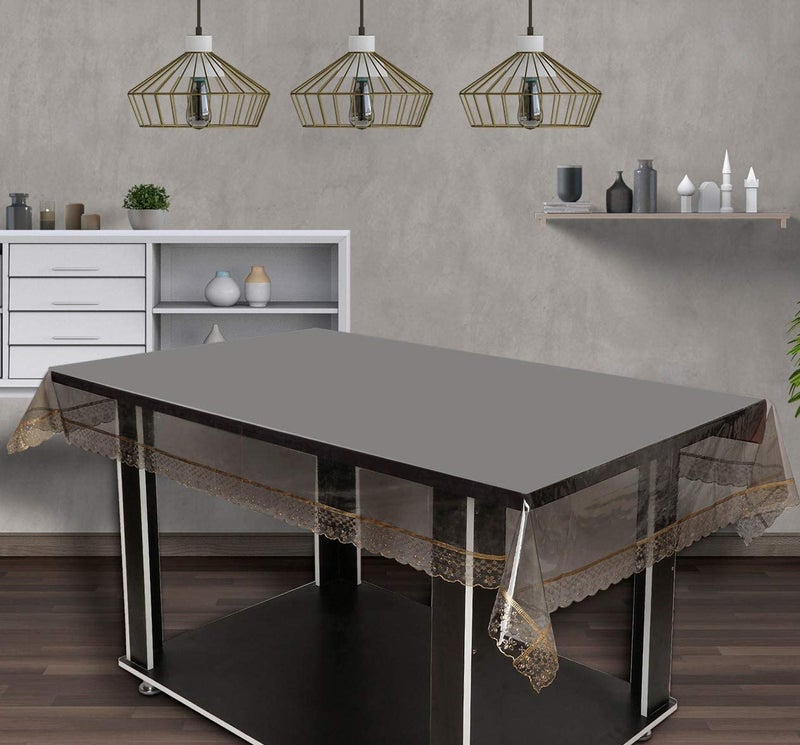 Oriental Weavers OrientalWeavers 0.25 mm Thick, Plastic Smoke PVC Seamless No Joint Solid Rectangular 10 Seater Dining Table Cover (Transparent, Black, 150 cm X 275 cm, Pack of 1)… - Image 2