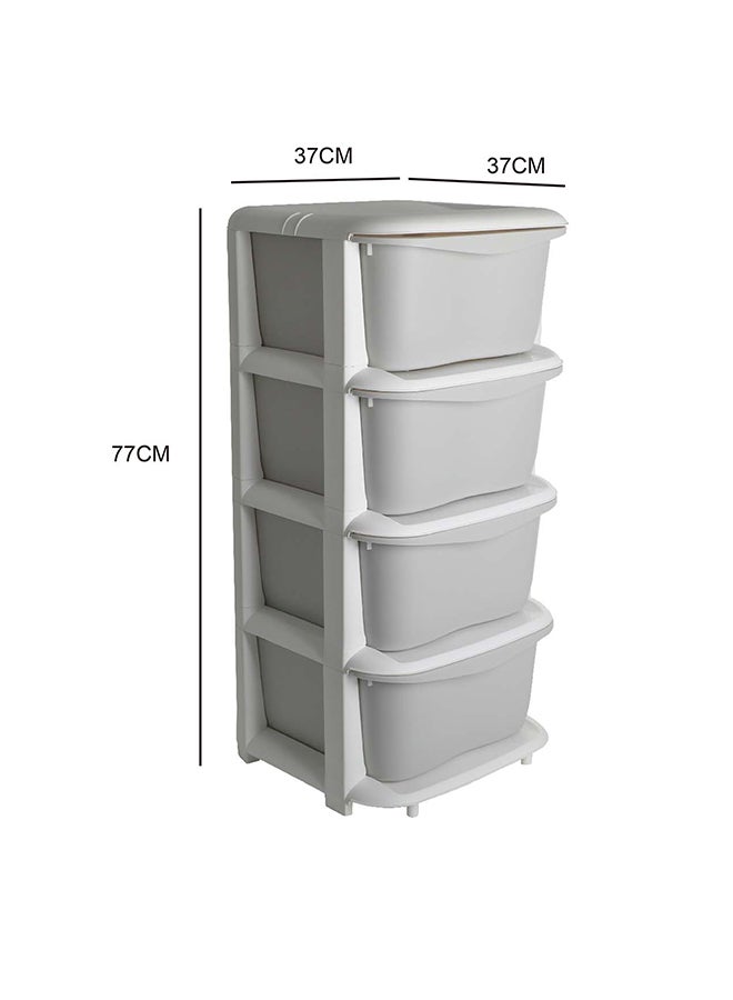 ايست من نون منظم تخزين بلاستيكي بأربعة أدراج مع عجلات، حل مثالي للحياة اليومية، سهل التركيب، موفر للمساحة، رمادي، 37x37x76 سم - Image 2