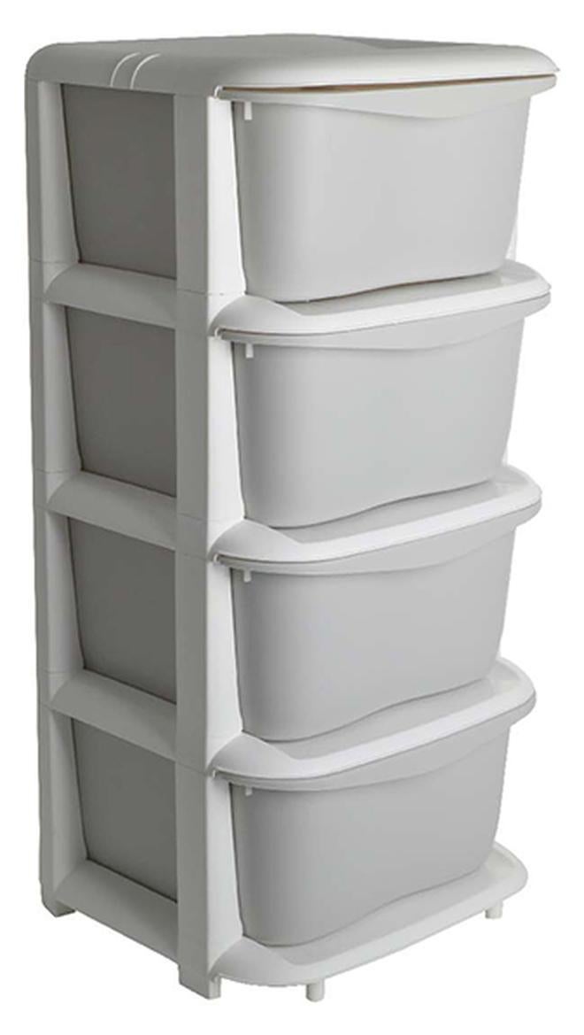 ايست من نون منظم تخزين بلاستيكي بأربعة أدراج مع عجلات، حل مثالي للحياة اليومية، سهل التركيب، موفر للمساحة، رمادي، 37x37x76 سم - Image 1