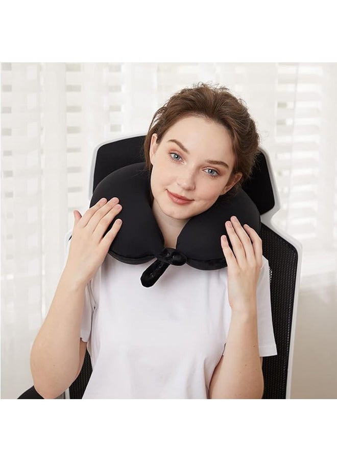 Arabest Travel Neck Pillow, Best Memory Foam Airplane Pillow for Head Support Soft Adjustable Pillow for Plane, Car & Home Recliner Use (Black)  - Image 5