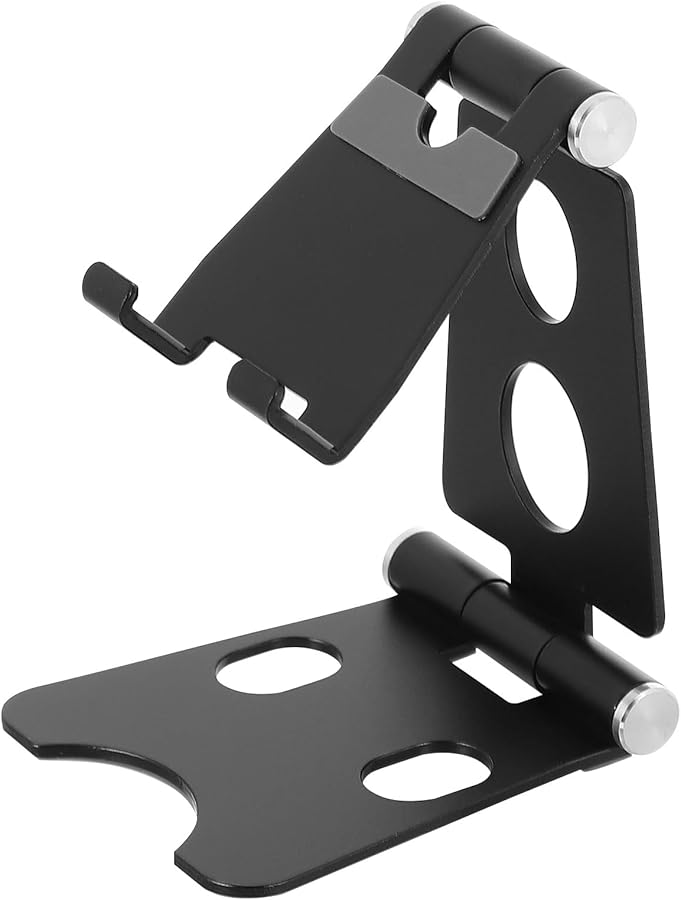 Black Aluminum Alloy Foldable Phone Stand Adjustable Tablet Holder Portable Desktop Bracket - Image 1
