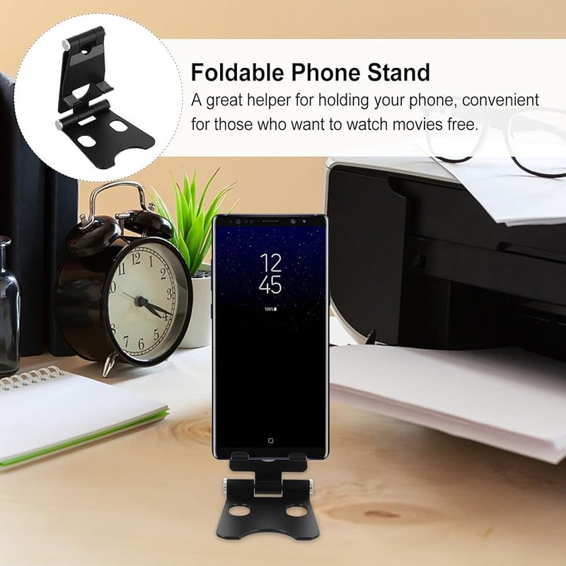 Black Aluminum Alloy Foldable Phone Stand Adjustable Tablet Holder Portable Desktop Bracket - Image 3