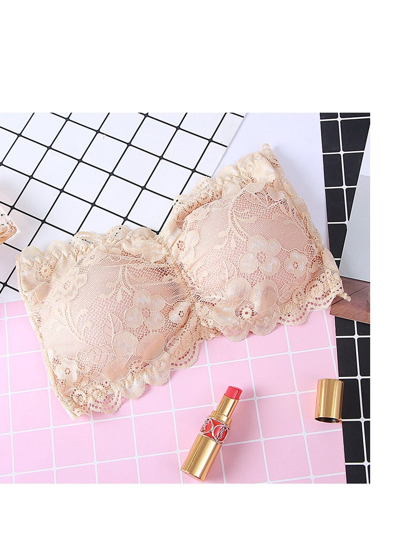 Women Floral Lace Strapless Tube Top  Seamless Stretchy Chest Bras .  - Image 2