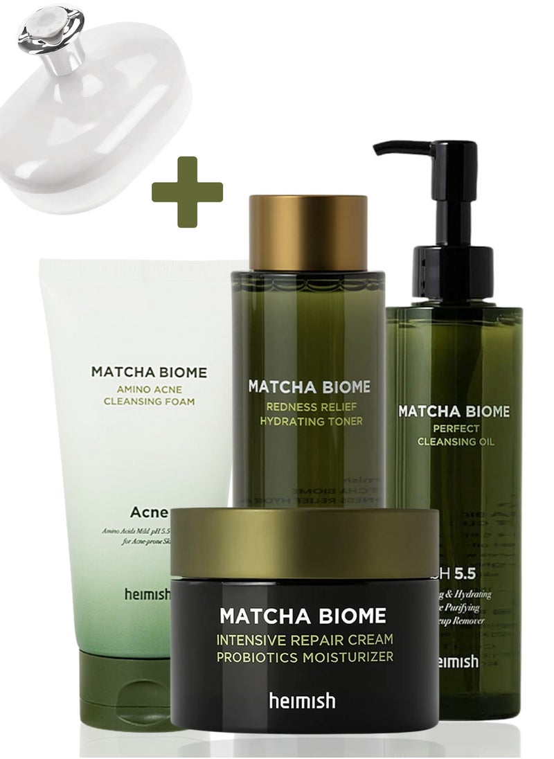 Heimish Heimish Matcha Biome Complete Skincare Set: Cleansing Oil, Acne Cleansing Foam, Hydrating Toner, Intensive Repair Cream & Face Scrubber  - Image 1