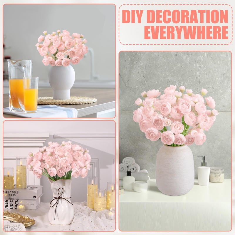 Ovveroche 5 Bouquets Pink Ranunculus Artificial Flowers, 30 Pcs Silk Mini Faux Ranunculus Bouquet for Wedding, Bridal Shower, Centerpieces, and DIY Decorations - Image 4
