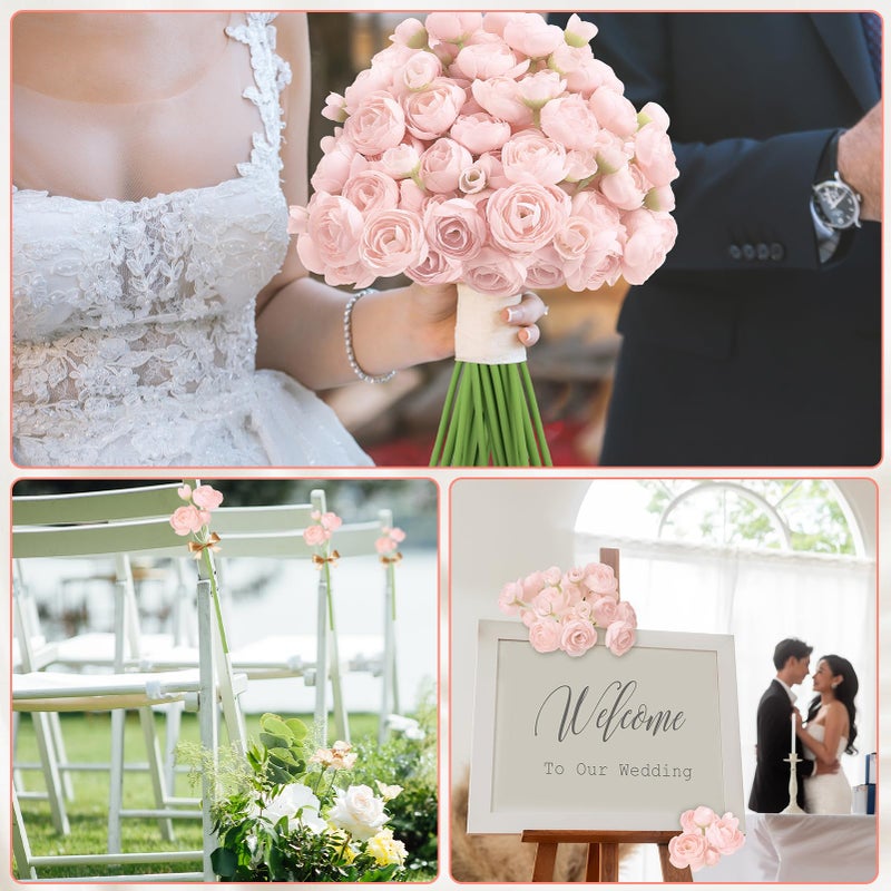 Ovveroche 5 Bouquets Pink Ranunculus Artificial Flowers, 30 Pcs Silk Mini Faux Ranunculus Bouquet for Wedding, Bridal Shower, Centerpieces, and DIY Decorations - Image 5