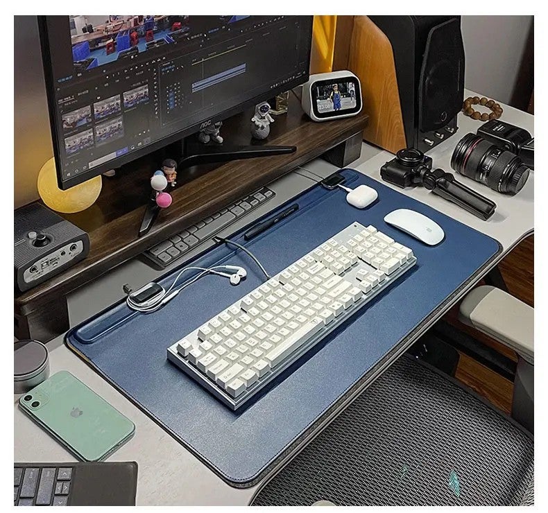 Y&D PU Leather Desk Mat 68.5 x 36.8cm, Large Office Desk Pad Protector with Magnetic Cable Organizer, Home & Office Use - Image 5