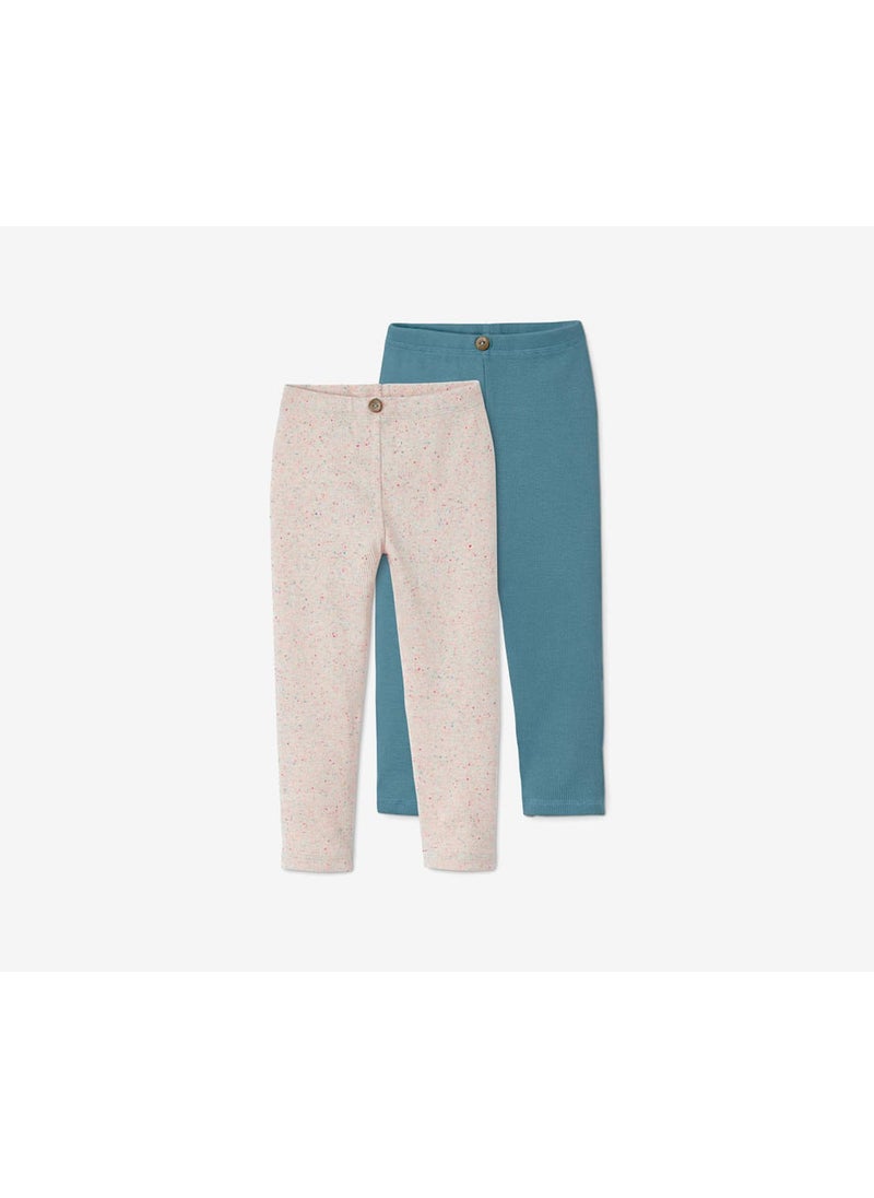 Tchibo Kids 2 pcs. Ribbed Leggings, Petrol and Sand  - Image 2