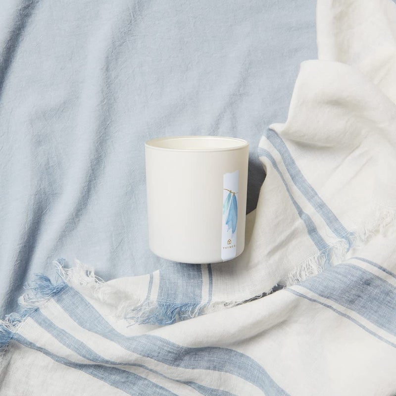 Thymes Washed Linen Candle - 8 oz Scented Candle for a Fresh Home Fragrance - Matte White Jar - Image 2