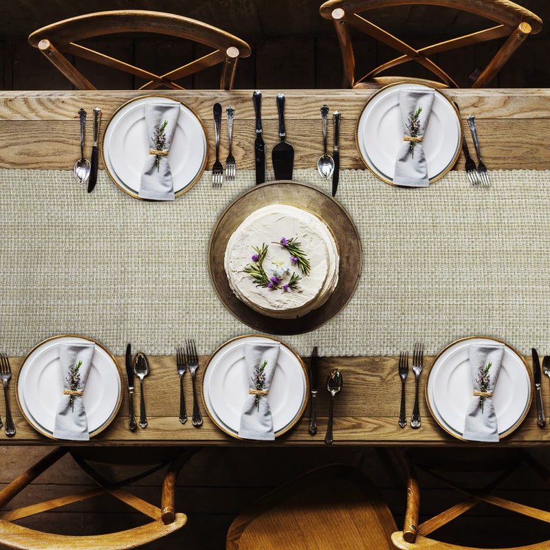 Urban Villa Table Runner 100% Cotton Two Tone Tablerunner Home Kitchen Dining D?cor Table Runner 14''x72'' Egg Shell Table Runner with Fringes Parties Wedding BBQ's Everyday use Christmas Runner - Image 2