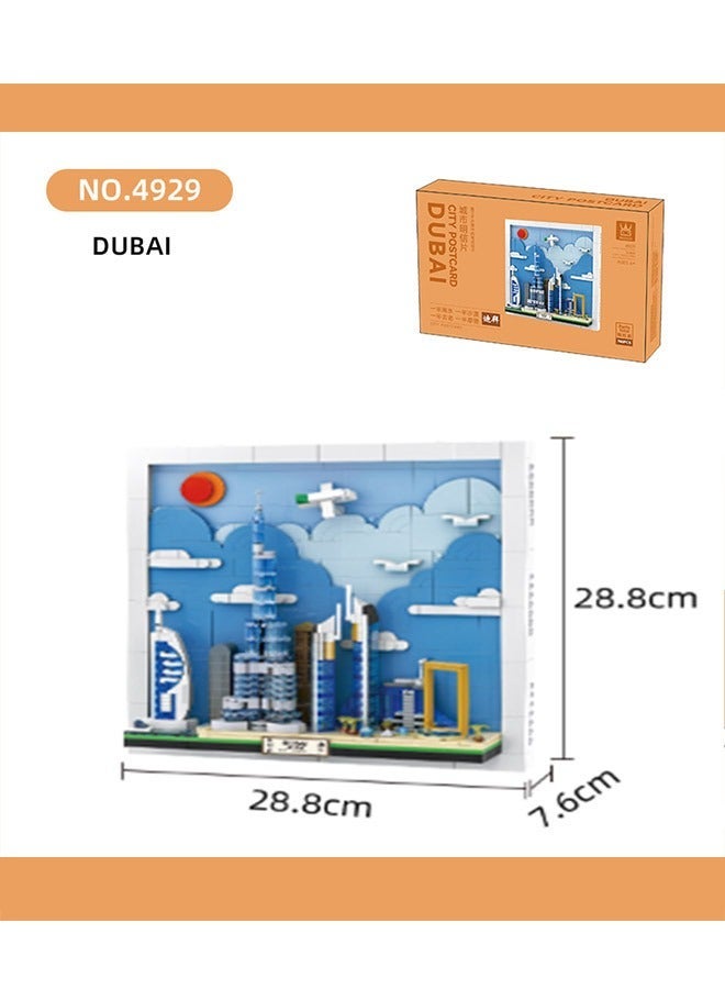 wange 4929 Dubai City Postcard Building Blocks Kit - 3D Skyline Model With Burj Khalifa - DIY Architecture Educational Toy Set For Home Decor，740pcs STEM Souvenir Gift For  Children 8+ - Image 5