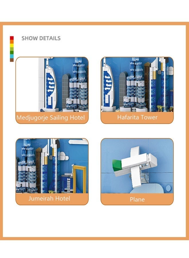 wange 4929 Dubai City Postcard Building Blocks Kit - 3D Skyline Model With Burj Khalifa - DIY Architecture Educational Toy Set For Home Decor，740pcs STEM Souvenir Gift For  Children 8+ - Image 3