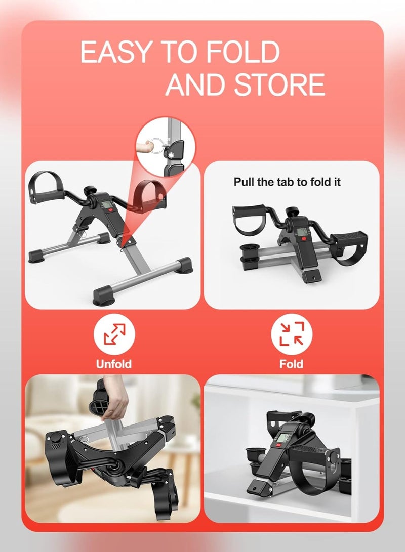 Mini Exercise Cycle Portable Folding Arm And Leg Pedal Exerciser With Digital Lcd Display Home Indoor Mini Exercise Bike Resistance Adjustable - Image 5