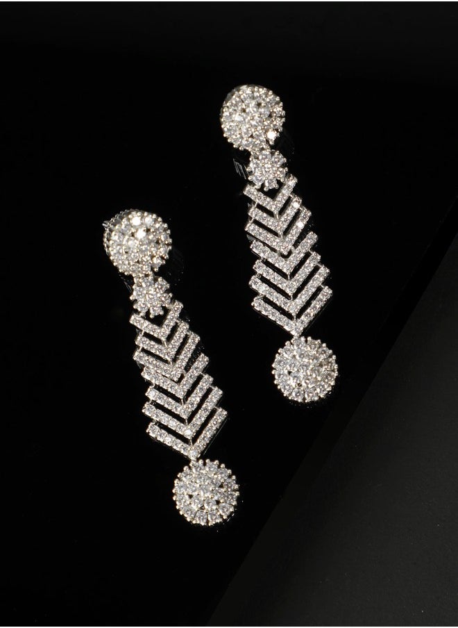 ISHIN Silver-Toned Contemporary Drop Earrings  - Image 4