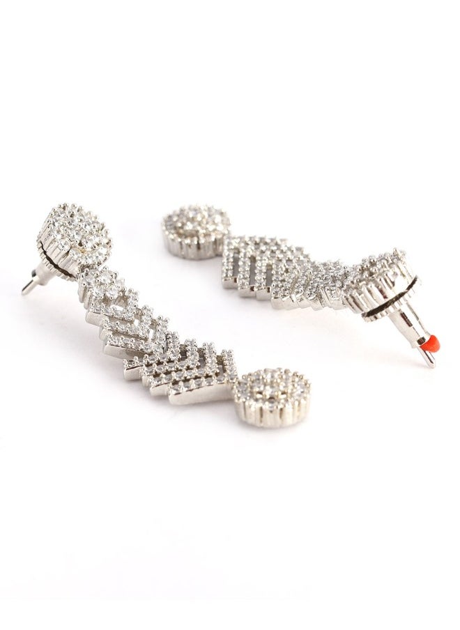 ISHIN Silver-Toned Contemporary Drop Earrings  - Image 2