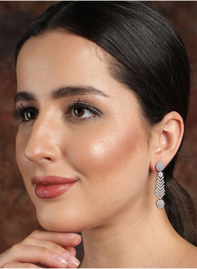 ISHIN Silver-Toned Contemporary Drop Earrings  - Image 1