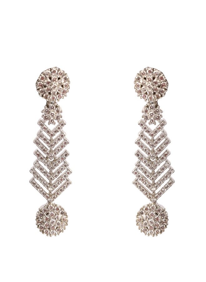 ISHIN Silver-Toned Contemporary Drop Earrings  - Image 3