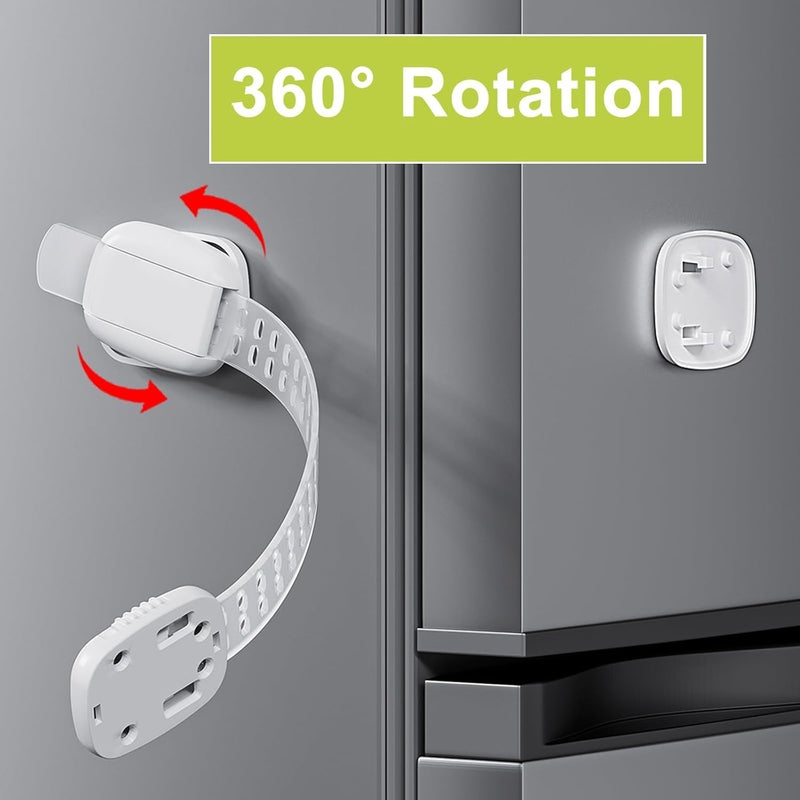TriLink Cabinet Locks Baby Proofing 6 Pack Adjustable Fridge Locks for Kids 360 Rotation Child Proof Baby Safety Locks for Kitchen Cupboards Doors Refrigerators Cabinets Drawers Ovens Toilet - Image 5