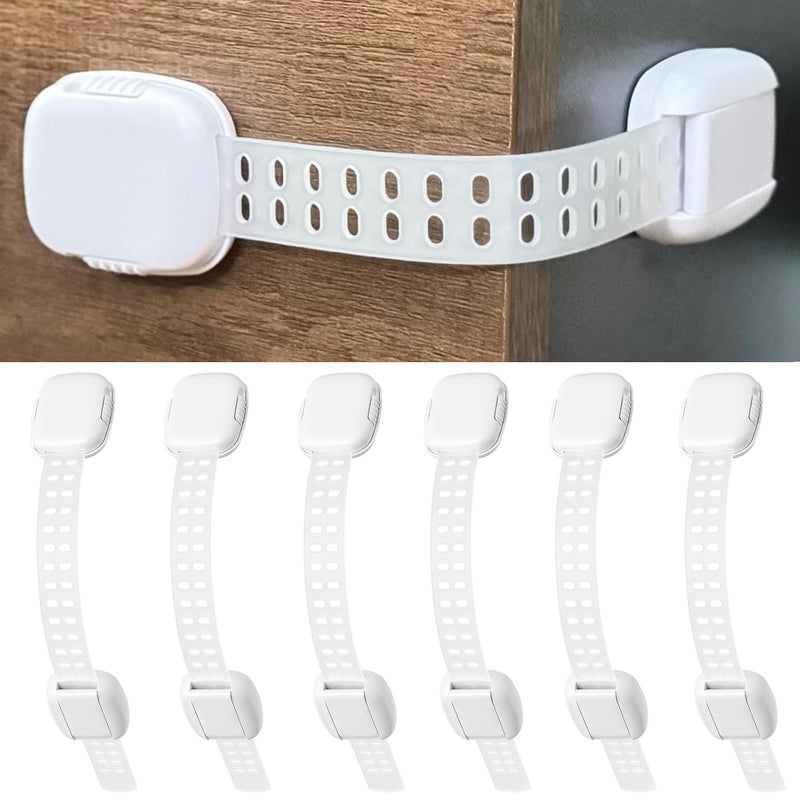 TriLink Cabinet Locks Baby Proofing 6 Pack Adjustable Fridge Locks for Kids 360 Rotation Child Proof Baby Safety Locks for Kitchen Cupboards Doors Refrigerators Cabinets Drawers Ovens Toilet - Image 1