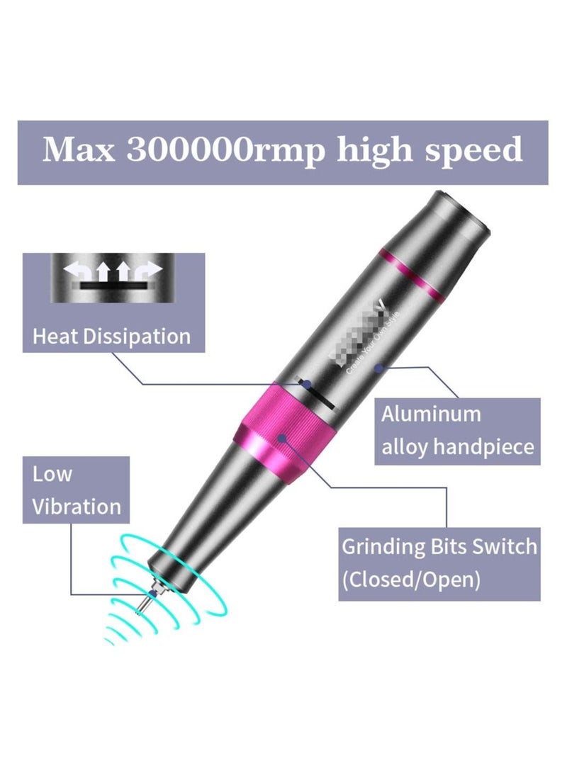 general Nail Drill Machine,30000rpm Professional Rechargeable Nail Drill Kit with Phone Power Bank Portable Electric Acrylic Nail Tools for Exfoliating,Grinding,Polishing - Image 5