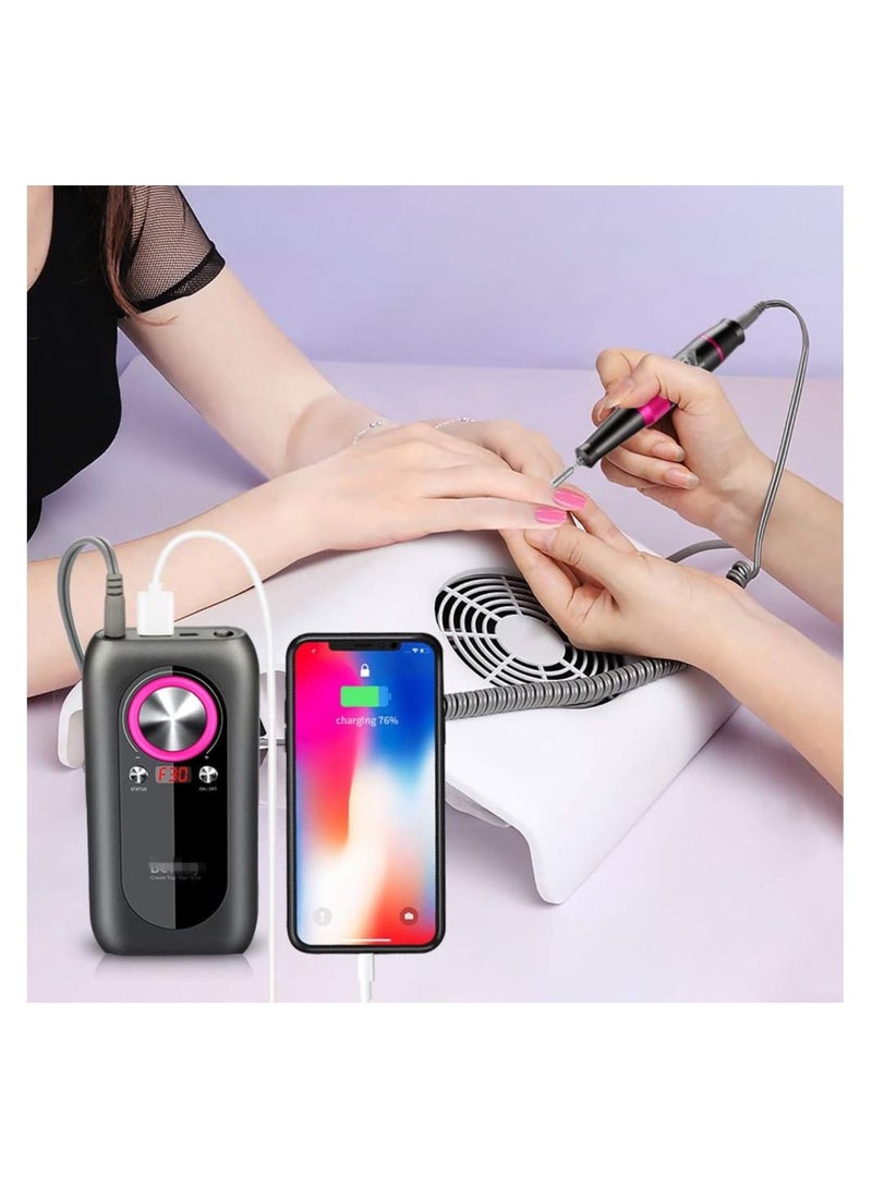 general Nail Drill Machine,30000rpm Professional Rechargeable Nail Drill Kit with Phone Power Bank Portable Electric Acrylic Nail Tools for Exfoliating,Grinding,Polishing - Image 3