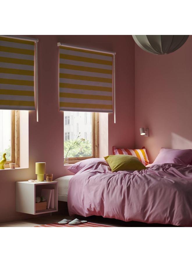 erorex Block-out roller blind, white yellow/striped, 100x195 cm - Image 2