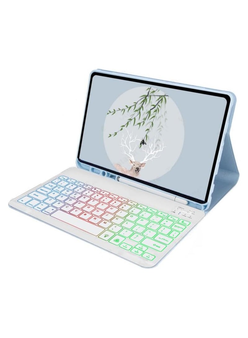 Samsung Tablet Galaxy Tab S9+ Plus 12.4inch Protective Case with Tri-Color Backlit Bluetooth Keyboard, Solid Color Magnetic Case with Pen Slot for Galaxy Tab S9+ Plus  - Image 1