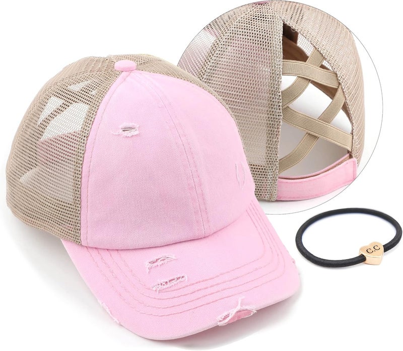 Cc Ponycap Messy High Bun Ponytail Adjustable Glitter Mesh Trucker Baseball Cap - Image 1