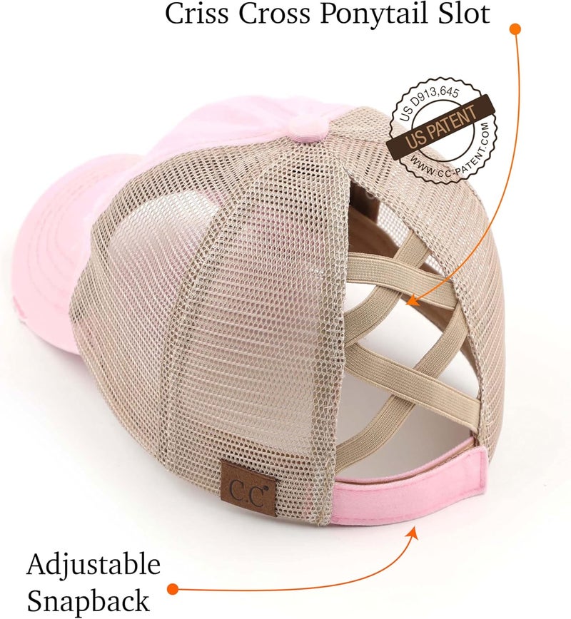 Cc Ponycap Messy High Bun Ponytail Adjustable Glitter Mesh Trucker Baseball Cap - Image 3