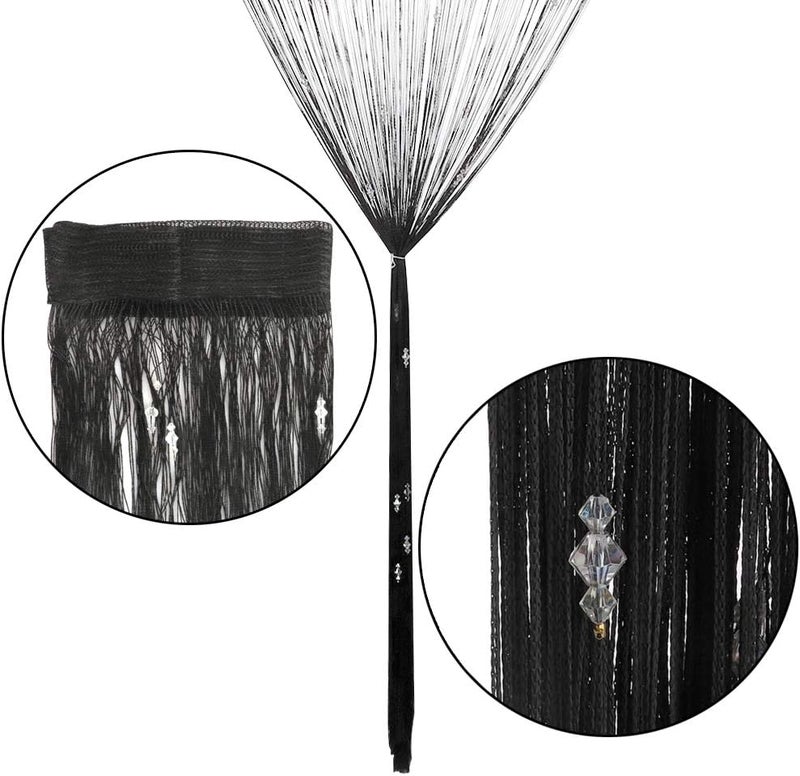woobles 3.28 X 6.56ft String Curtains Black Beads Doorway Tassel Curtain Thread Fringe Crystal Door Window Panel Room Divider Curtain-White, 1 2M/39.4 78.8IN, VBJ31021YL59308729 White - Image 5