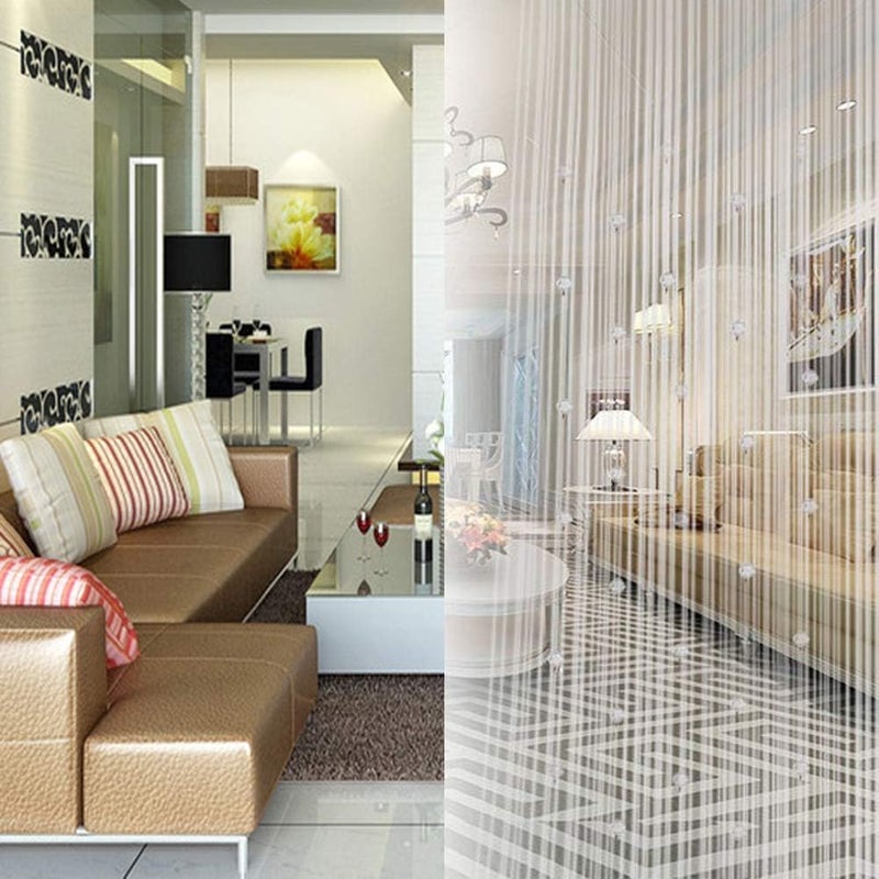 woobles 3.28 X 6.56ft String Curtains Black Beads Doorway Tassel Curtain Thread Fringe Crystal Door Window Panel Room Divider Curtain-White, 1 2M/39.4 78.8IN, VBJ31021YL59308729 White - Image 1