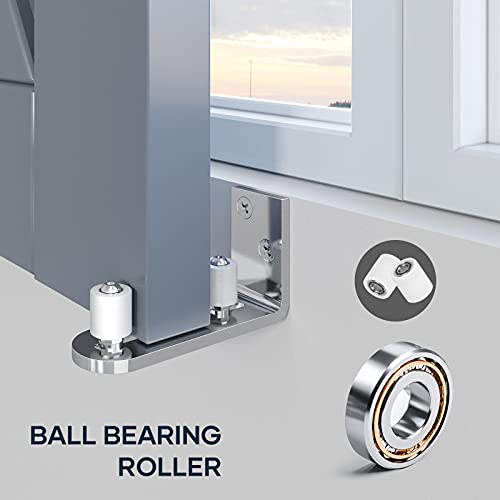 EaseLife Sliding Barn Door Bottom Floor Guide,Ball Bearings Adjustable Stay Roller,Wall Mount System,Flush Flat Bottom Design,2 Assemble Setup Options,Fit All Size Door,Brushed Chrome - Image 5
