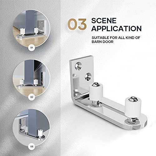 EaseLife Sliding Barn Door Bottom Floor Guide,Ball Bearings Adjustable Stay Roller,Wall Mount System,Flush Flat Bottom Design,2 Assemble Setup Options,Fit All Size Door,Brushed Chrome - Image 2